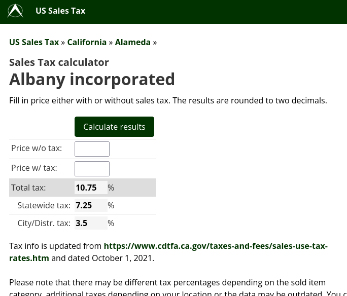 US Sales Tax -laskuri